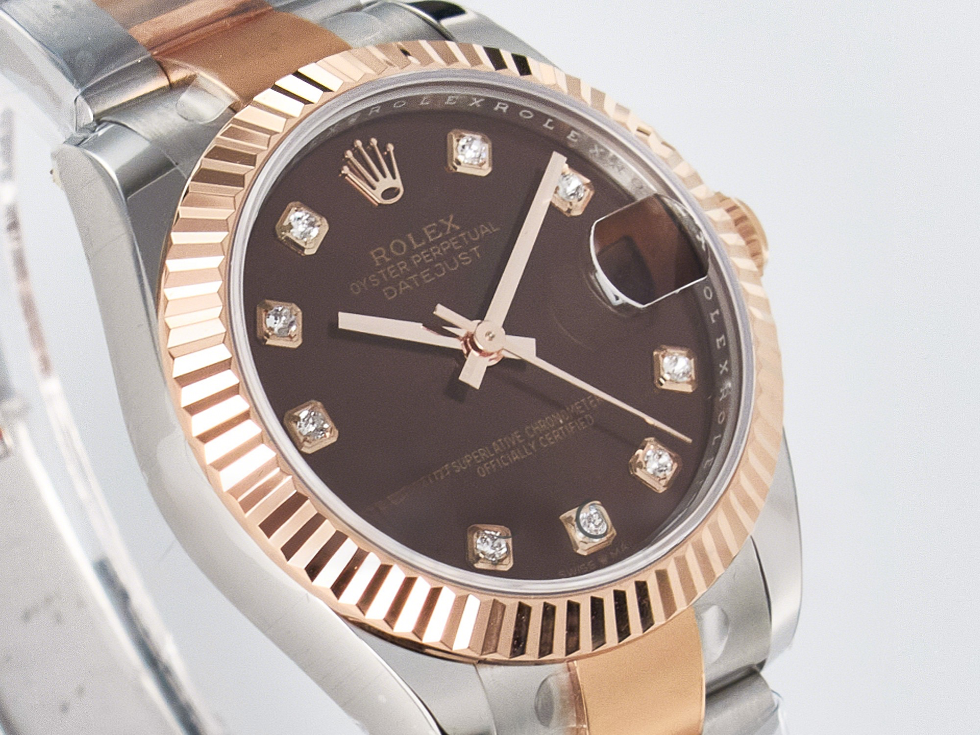 Rolex DateJust 31 278271 ARF 1:1 Best Edition 904L Steel Brown Diamonds Dial on SS/RG Oyster Bracelet ETA 2688-fasswatch