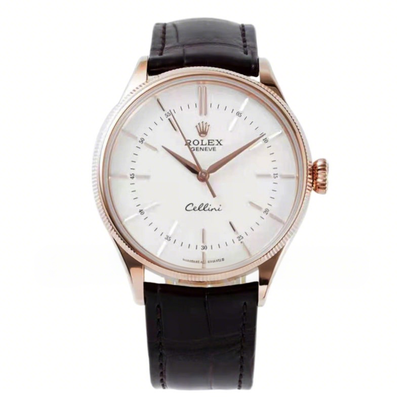 Rolex Cellini Time 50509 White Dial with Stick Marker in Rose Gold-fasswatch