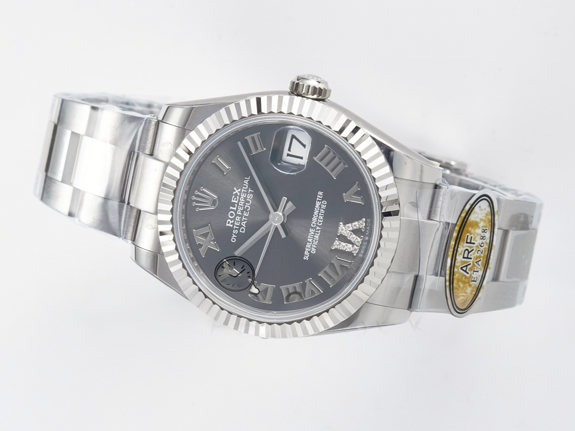 Rolex DateJust 31 278274 ARF 1:1 Best Edition 904L Steel Gray Roman Diamonds Dial on SS Oyster Bracelet ETA 2688-fasswatch