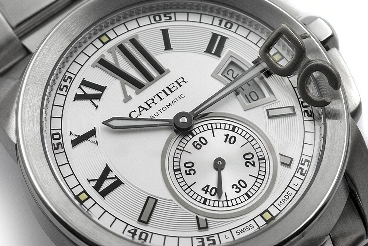 Calibre de Cartier White Dial on Steel Bracelet-fasswatch