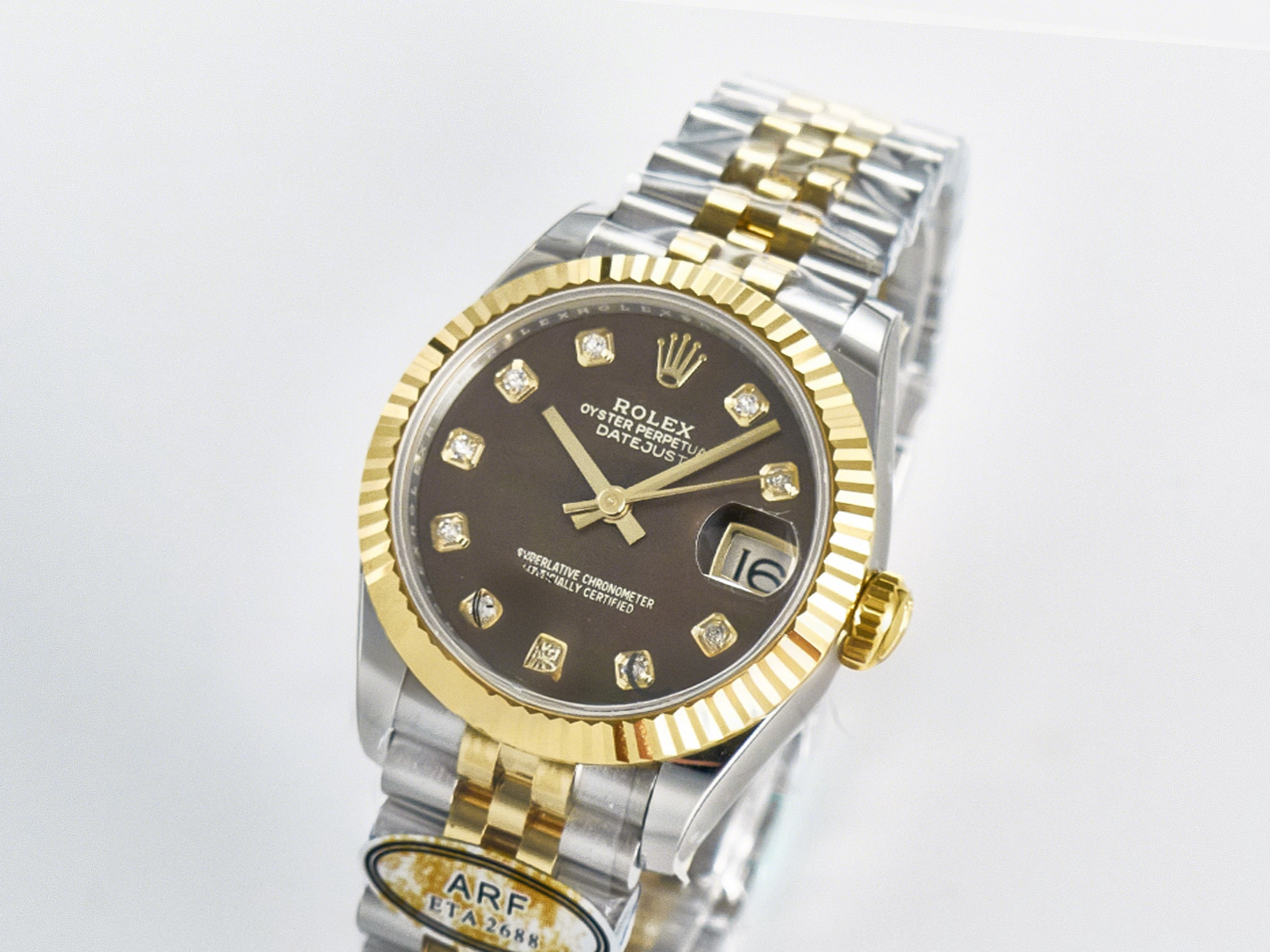 Rolex DateJust 31 278273 ARF 1:1 Best Edition 904L Steel Brown Diamonds Dial on SS/YG Jubilee Bracelet ETA 2688-fasswatch