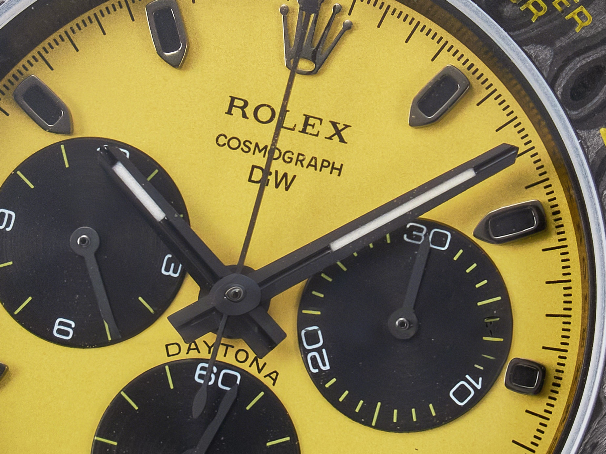 Rolex Daytona DIW Yellow Carbon Case DIWF Edition Black/White Dial on Black Nylon Strap A7750-fasswatch