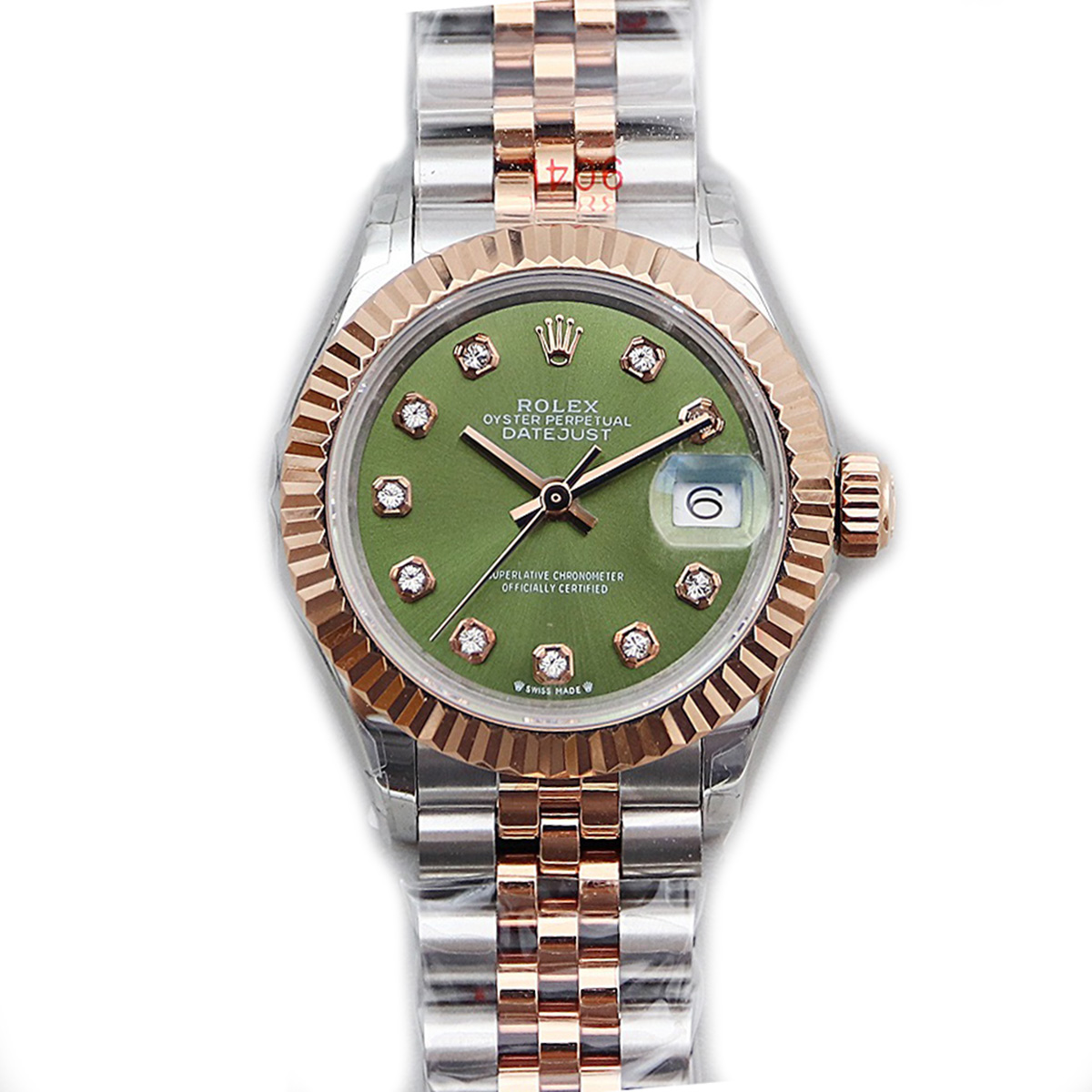 Rolex Ladies Datejust 279171 Olive Green Dial with Diamond Markers in Rose Gold/Steel-fasswatch