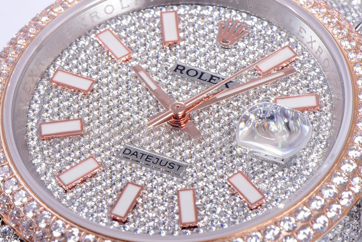 Rolex Datejust 41 126334 Diamond Paved Dial with Stick Markers in Rose Gold-fasswatch