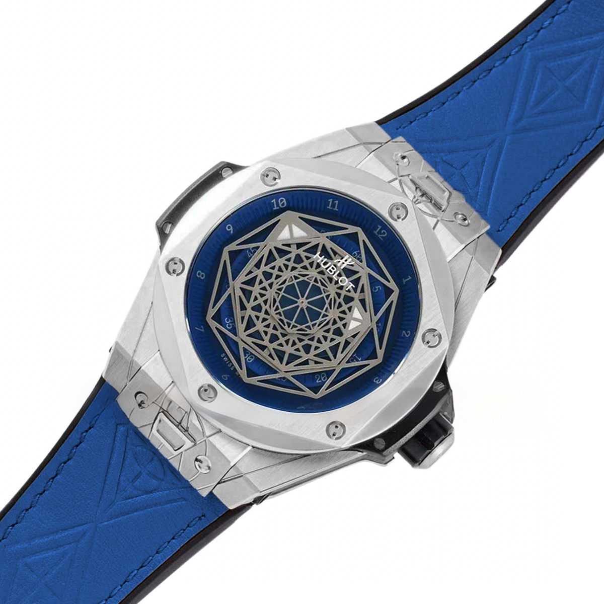 Hublot Big Bang Unico Sang Bleu in Steel on Blue Leather Strap-fasswatch