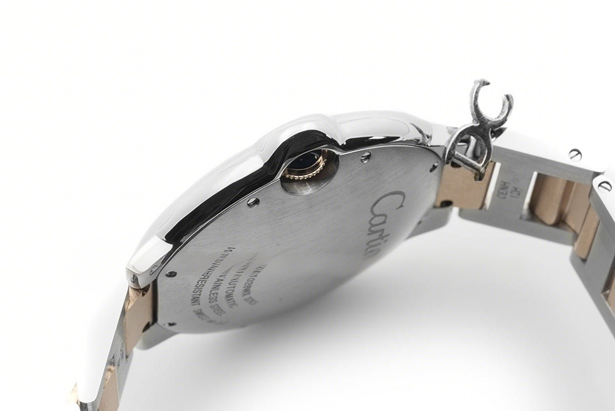 Cartier Ballon Bleu De Cartier 36mm Silver Dial with Diamond Bezel in Steel/Pink Gold-fasswatch