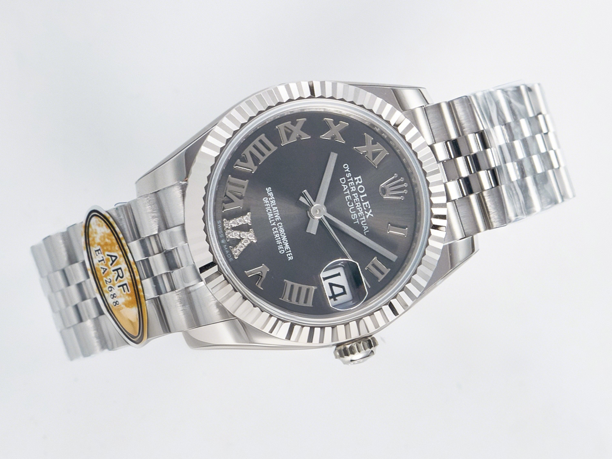 Rolex DateJust 31 278274 ARF 1:1 Best Edition 904L Steel Gray Roman Diamonds Dial on SS Jubilee Bracelet ETA 2688-fasswatch