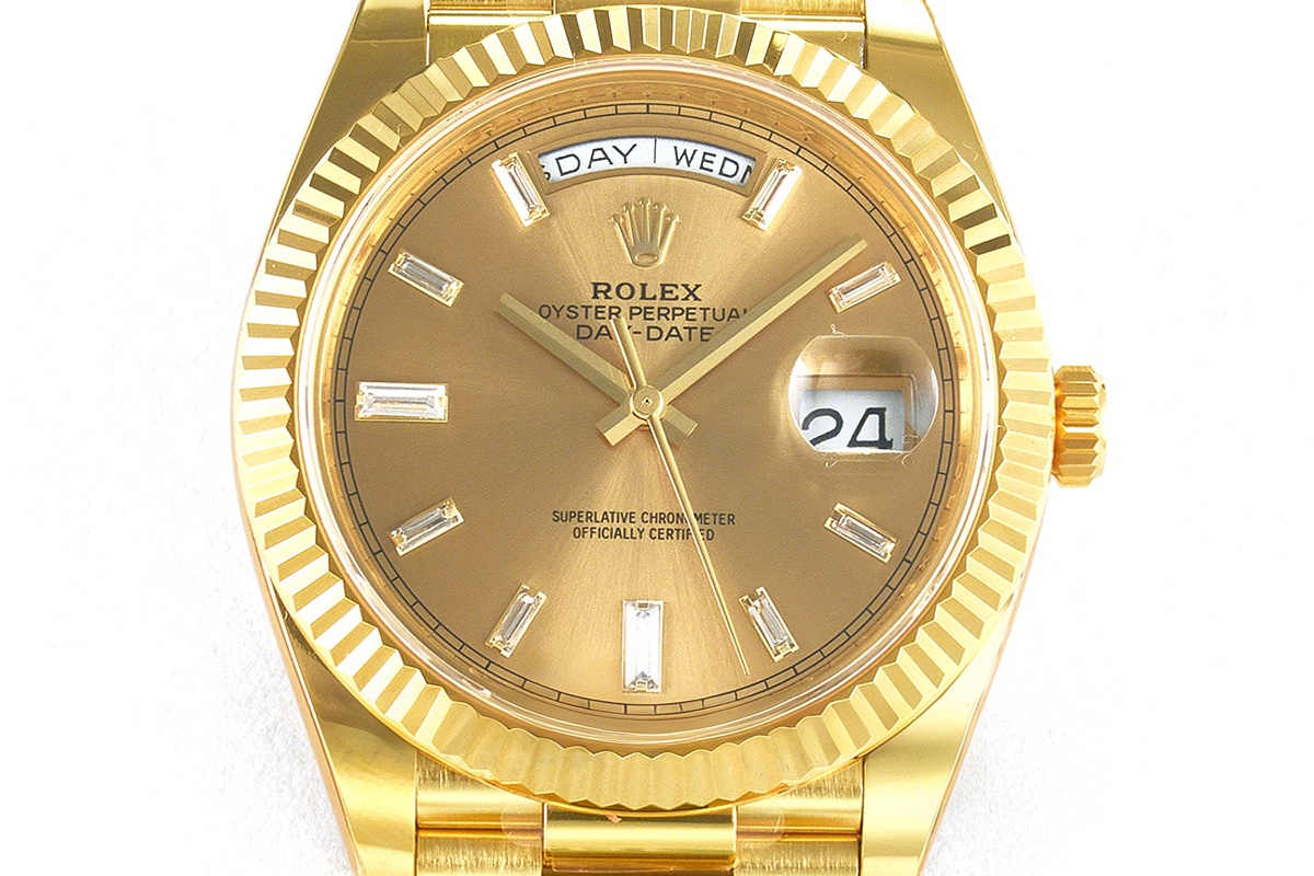Rolex Daydate 40 228238 Champagne Dial with Diamond Marker in Yellow Gold (Gain Weight)-fasswatch