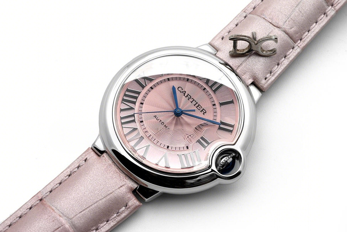 Ballon Bleu de Cartier 36mm Pink Dial in Steel on Pink Leather Strap-fasswatch