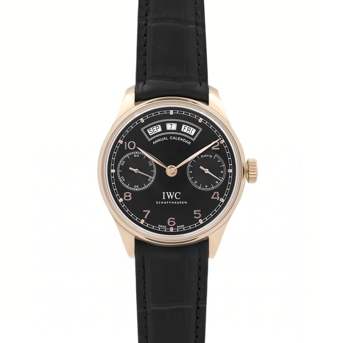 IWC Portugieser Annual Calendar IW5035 Black Dial in Rose Gold-fasswatch