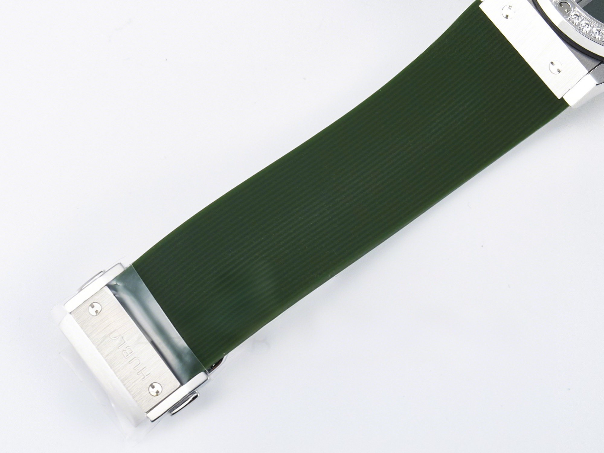 Hublot Classic Fusion Bang 42mm HBF 1:1 Best Edition Green Dial Diamonds Bezel on Green Rubber Strap A2892-fasswatch