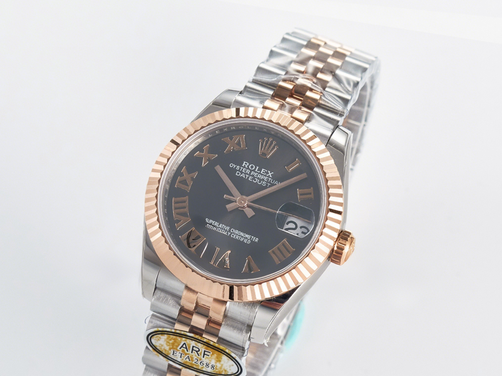 Rolex DateJust 31 278271 ARF 1:1 Best Edition 904L Steel Gray Roman Diamonds Dial on SS/RG Jubilee Bracelet ETA 2688-fasswatch