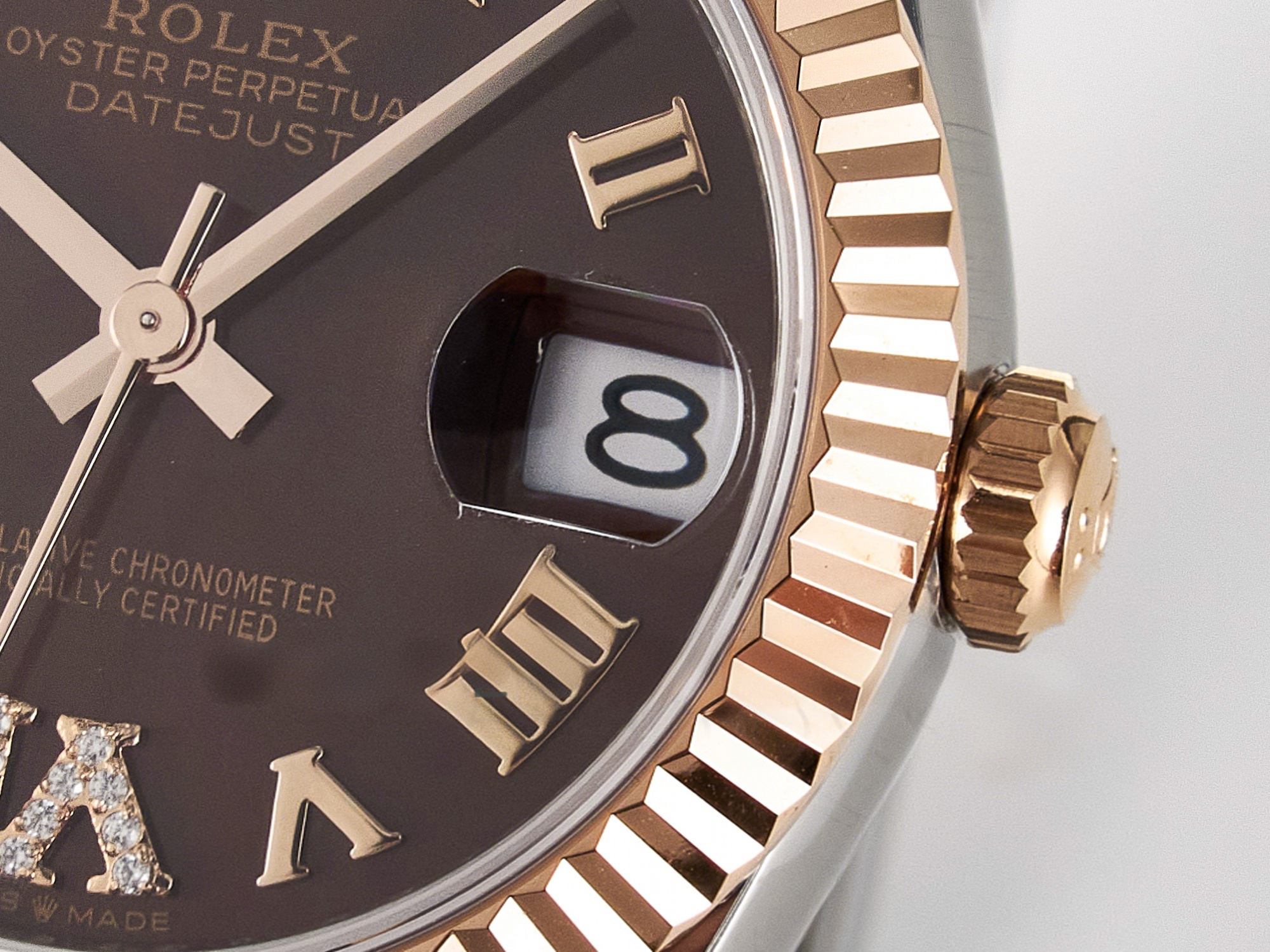 Rolex DateJust 31 278271 ARF 1:1 Best Edition 904L Steel Brown Roman Diamonds Dial on SS/RG Oyster Bracelet ETA 2688-fasswatch