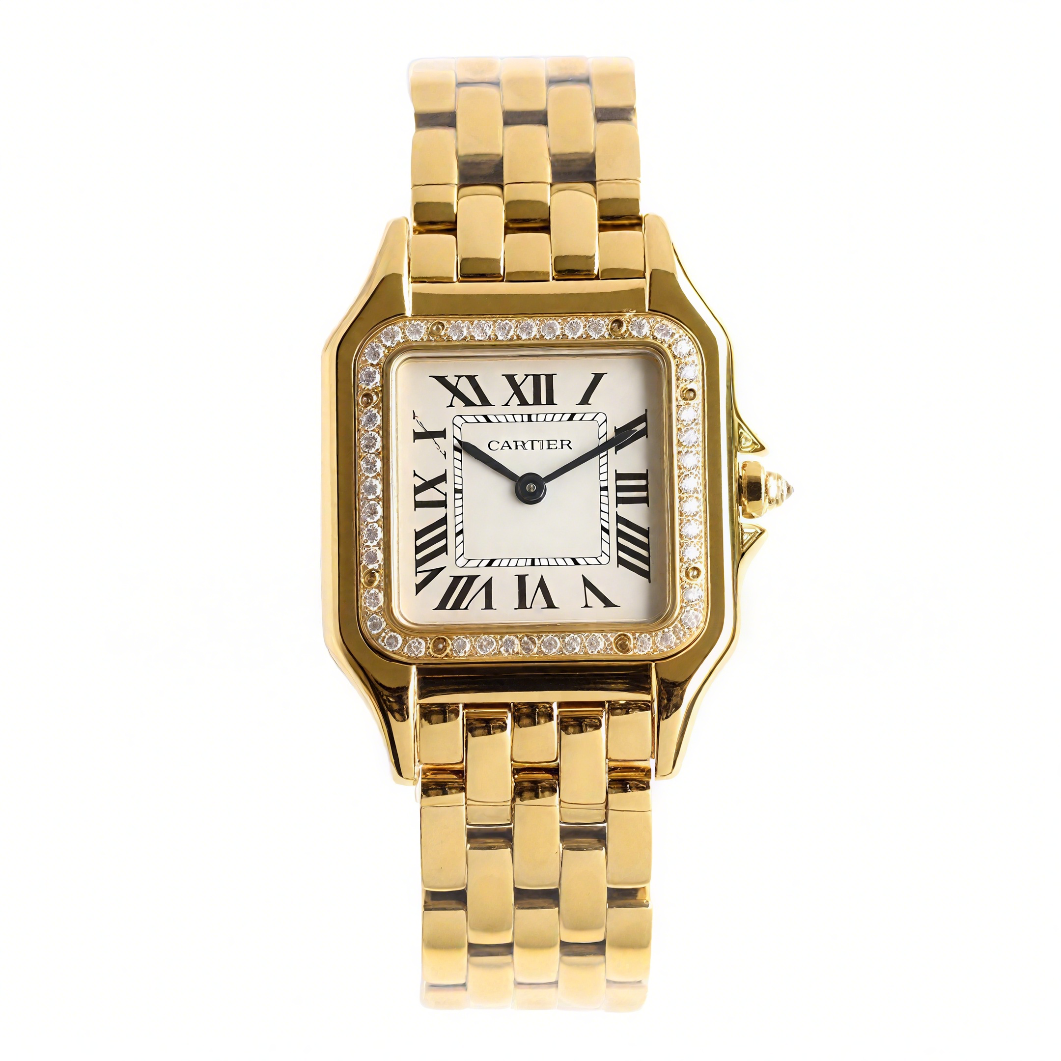 Cartier Panthère De Cartier 22mm White Dial in Yellow Gold with Diamond Bezel-fasswatch