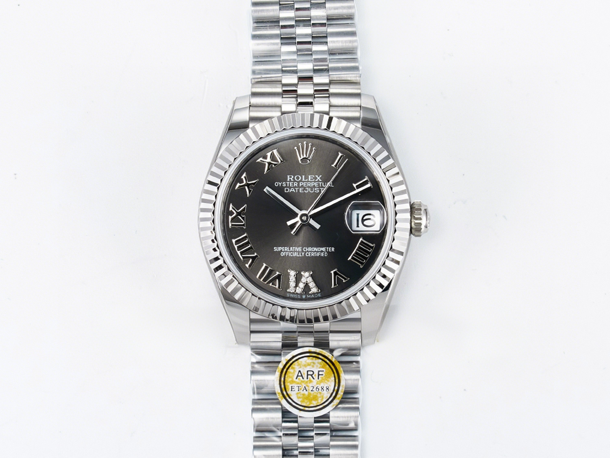 Rolex DateJust 31 278274 ARF 1:1 Best Edition 904L Steel Gray Roman Diamonds Dial on SS Jubilee Bracelet ETA 2688-fasswatch