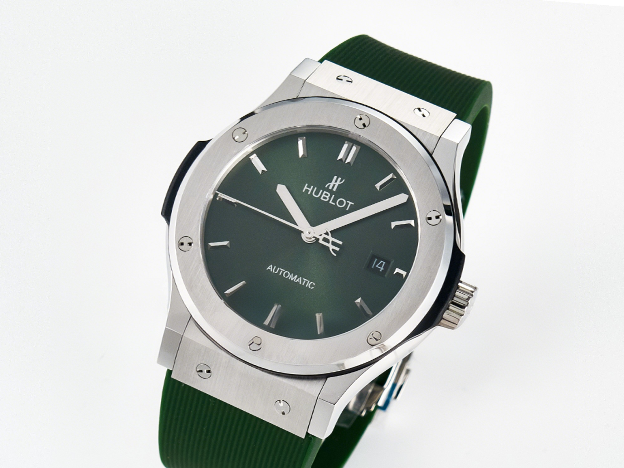 Hublot Classic Fusion Bang 42mm HBF 1:1 Best Edition Green Dial on Green Rubber Strap A2892-fasswatch