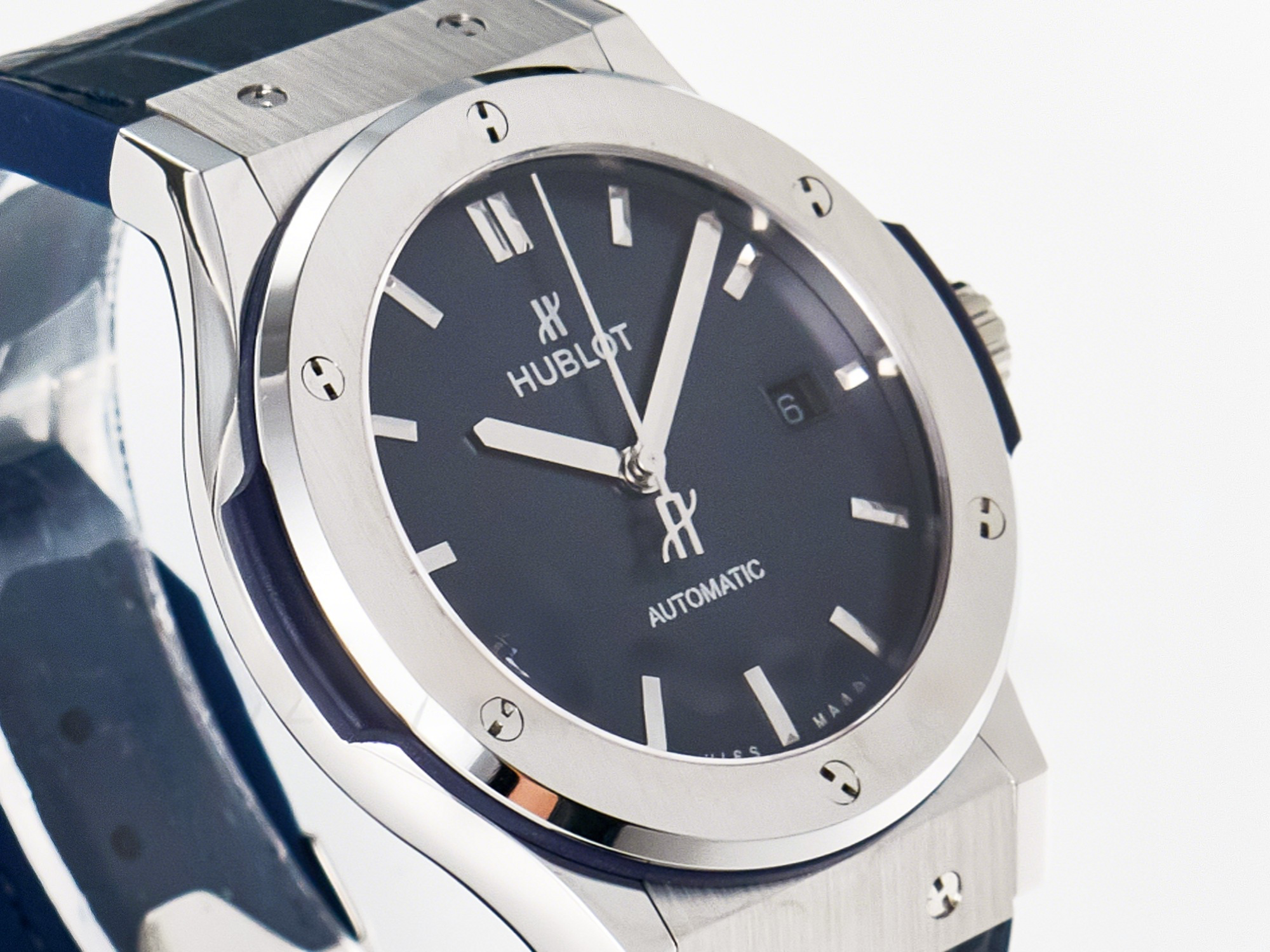 Hublot Classic Fusion Bang 42mm HBF 1:1 Best Edition Blue Dial on Blue Leather Strap A2892-fasswatch