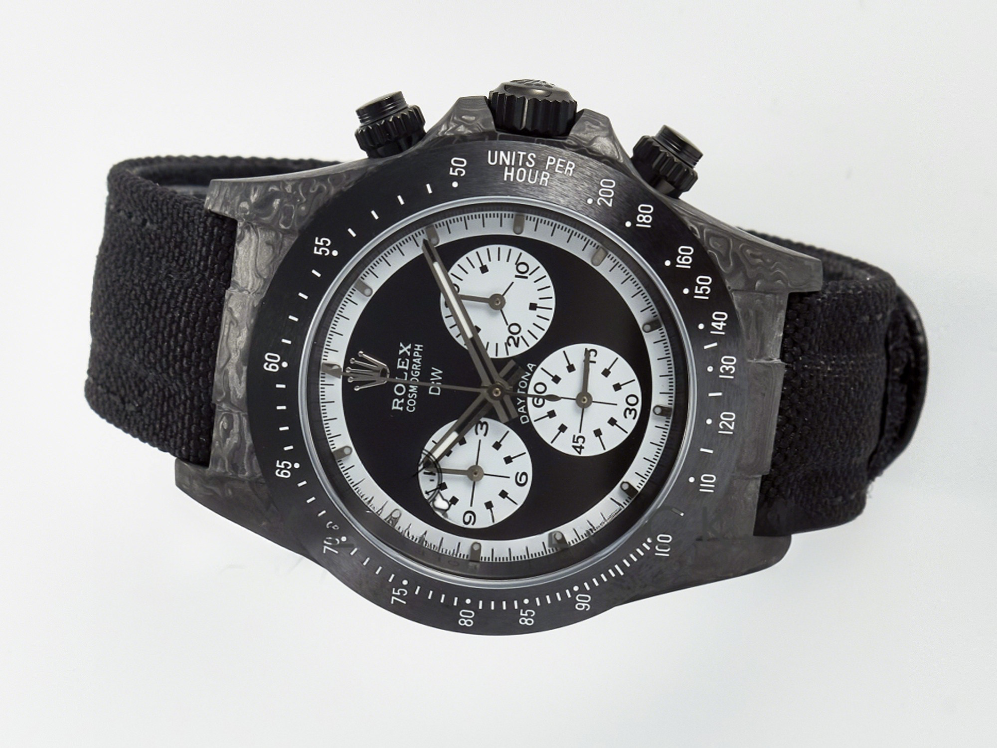 Rolex Daytona DIW Black Carbon DIWF 1:1 Best Edition Black/White Dial on Black Nylon Strap SH4130-fasswatch