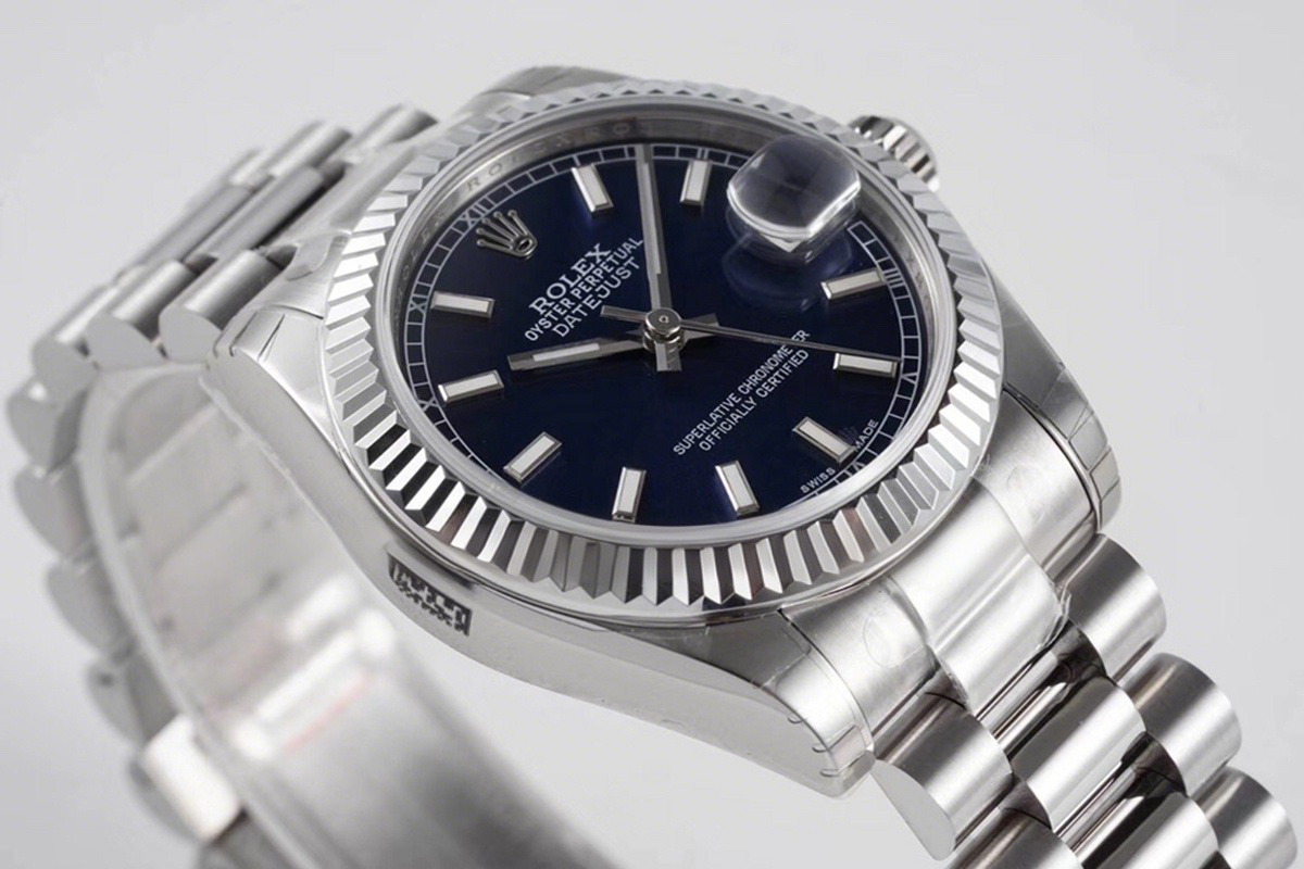 Rolex Datejust 31 Blue Dial Stick Markers in Steel on President Bracelet-fasswatch