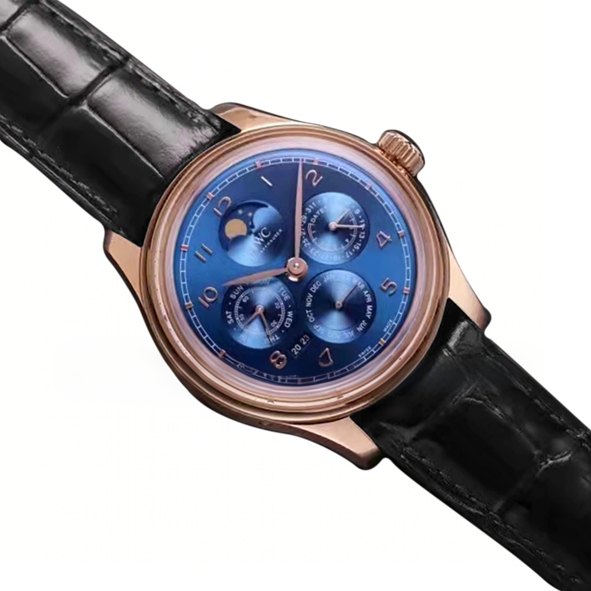 IWC Portugieser Perpetual Calendar IW503312 Blue Dial in Rose Gold-fasswatch
