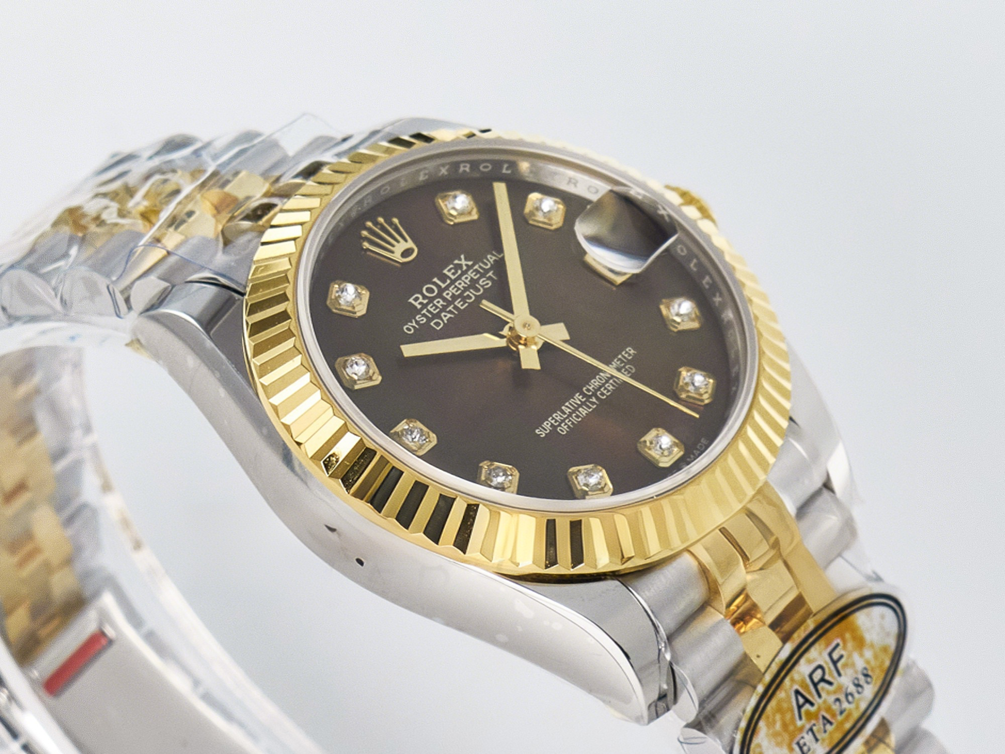 Rolex DateJust 31 278273 ARF 1:1 Best Edition 904L Steel Brown Diamonds Dial on SS/YG Jubilee Bracelet ETA 2688-fasswatch