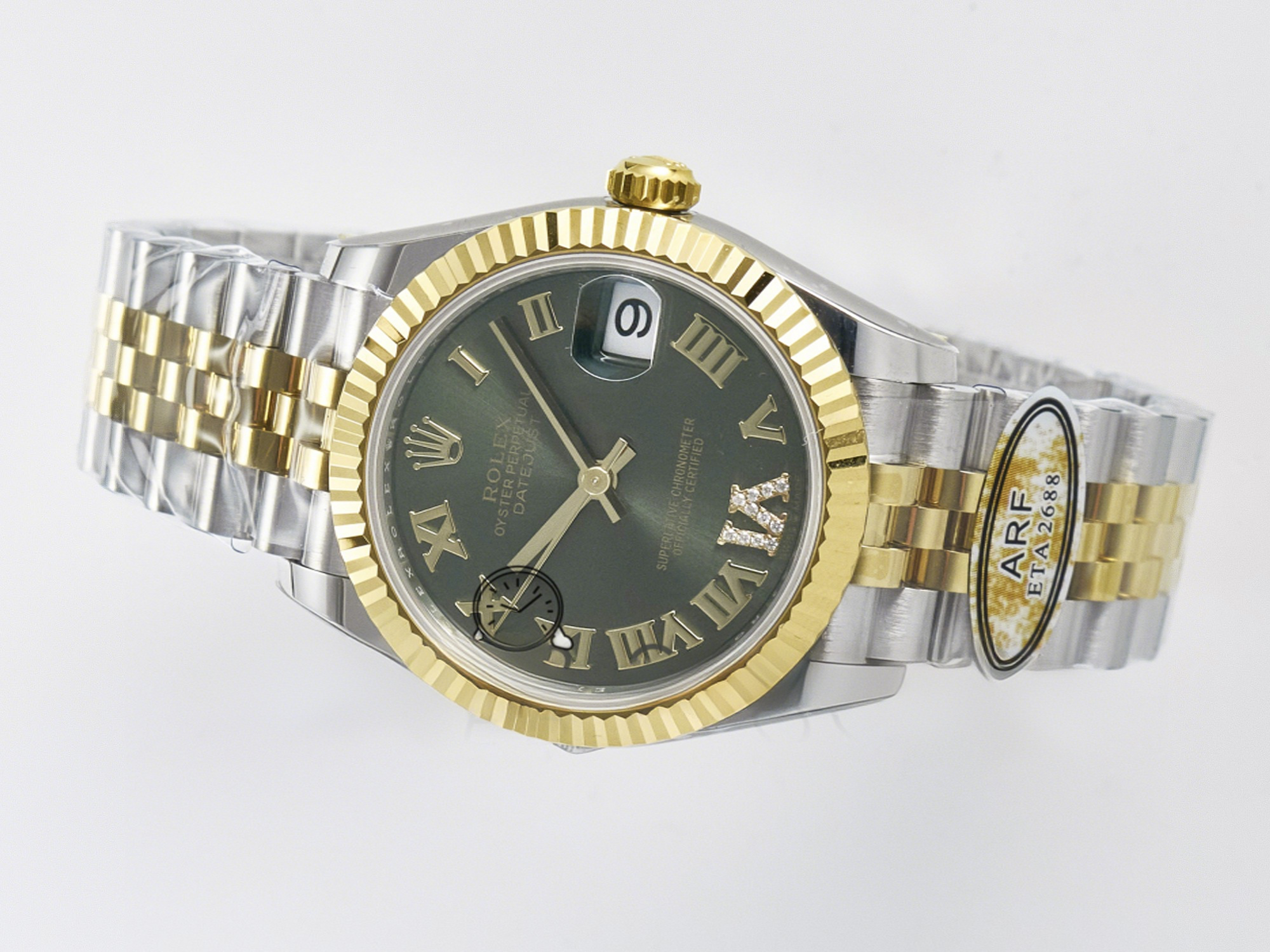 Rolex DateJust 31 278273 ARF 1:1 Best Edition 904L Steel Green Roman Diamonds Dial on SS/YG Jubilee Bracelet ETA 2688-fasswatch