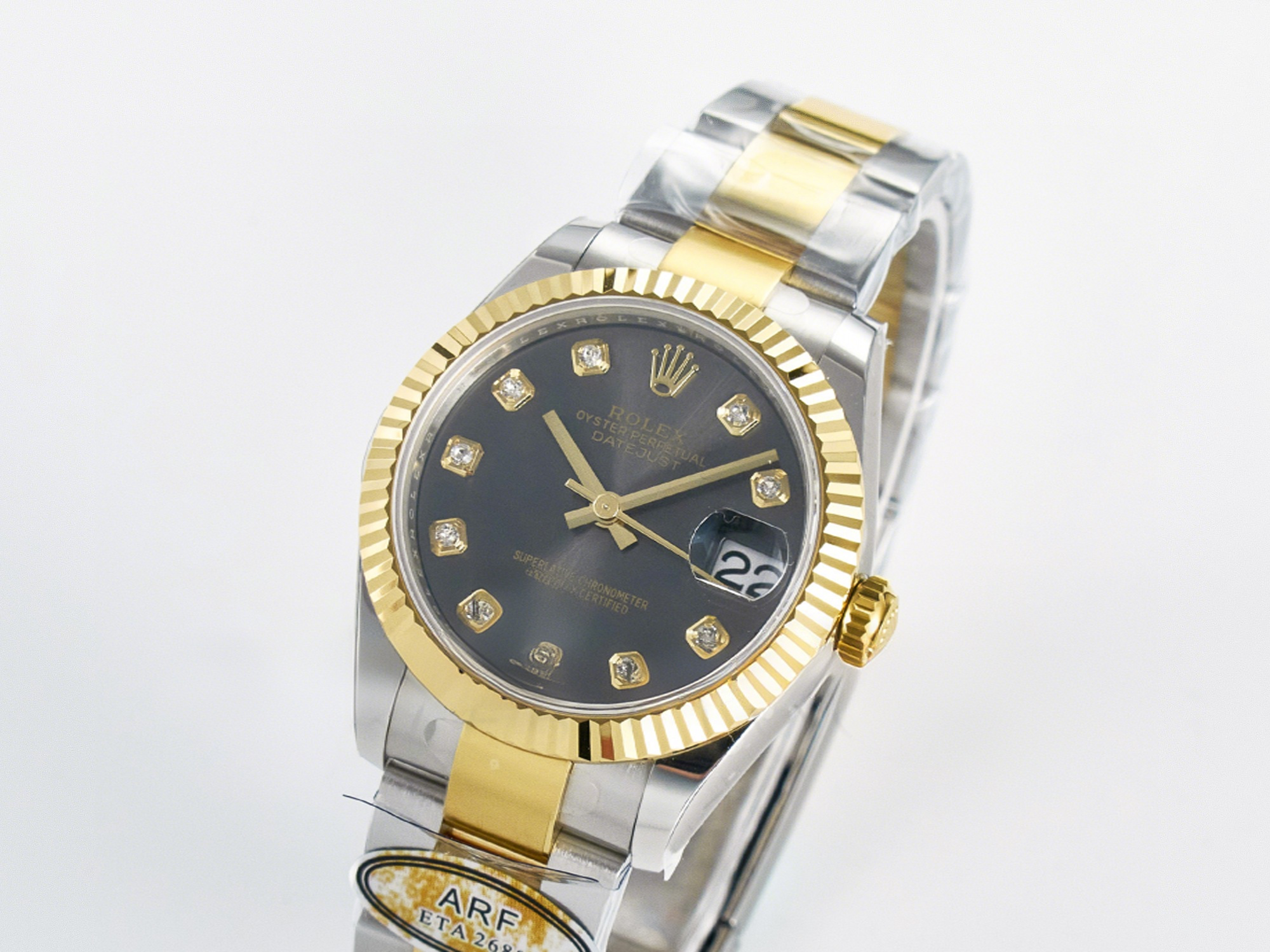 Rolex DateJust 31 278273 ARF 1:1 Best Edition 904L Steel Gray Diamonds Dial on SS/YG Oyster Bracelet ETA 2688-fasswatch