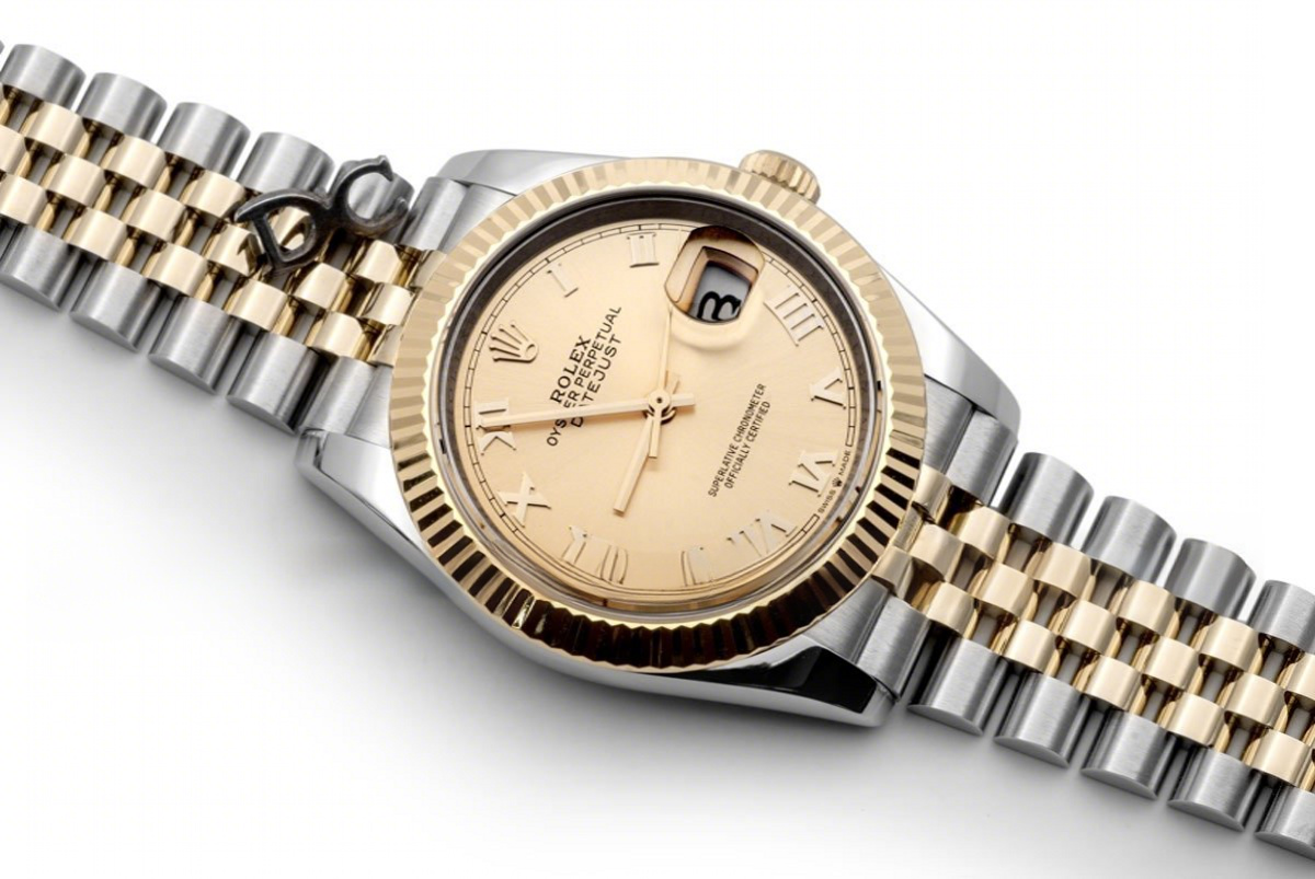 Rolex Datejust 36 126283RBR Champagne Dial in Yellow Gold and Steel with Roman Numerals Markers-fasswatch