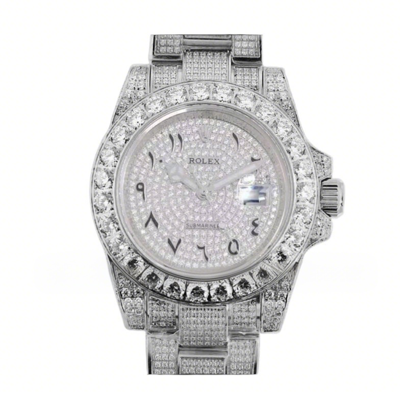 Rolex Submariner 116659 Full Diamond Paved Dial with Arabic Markers in Steel-fasswatch