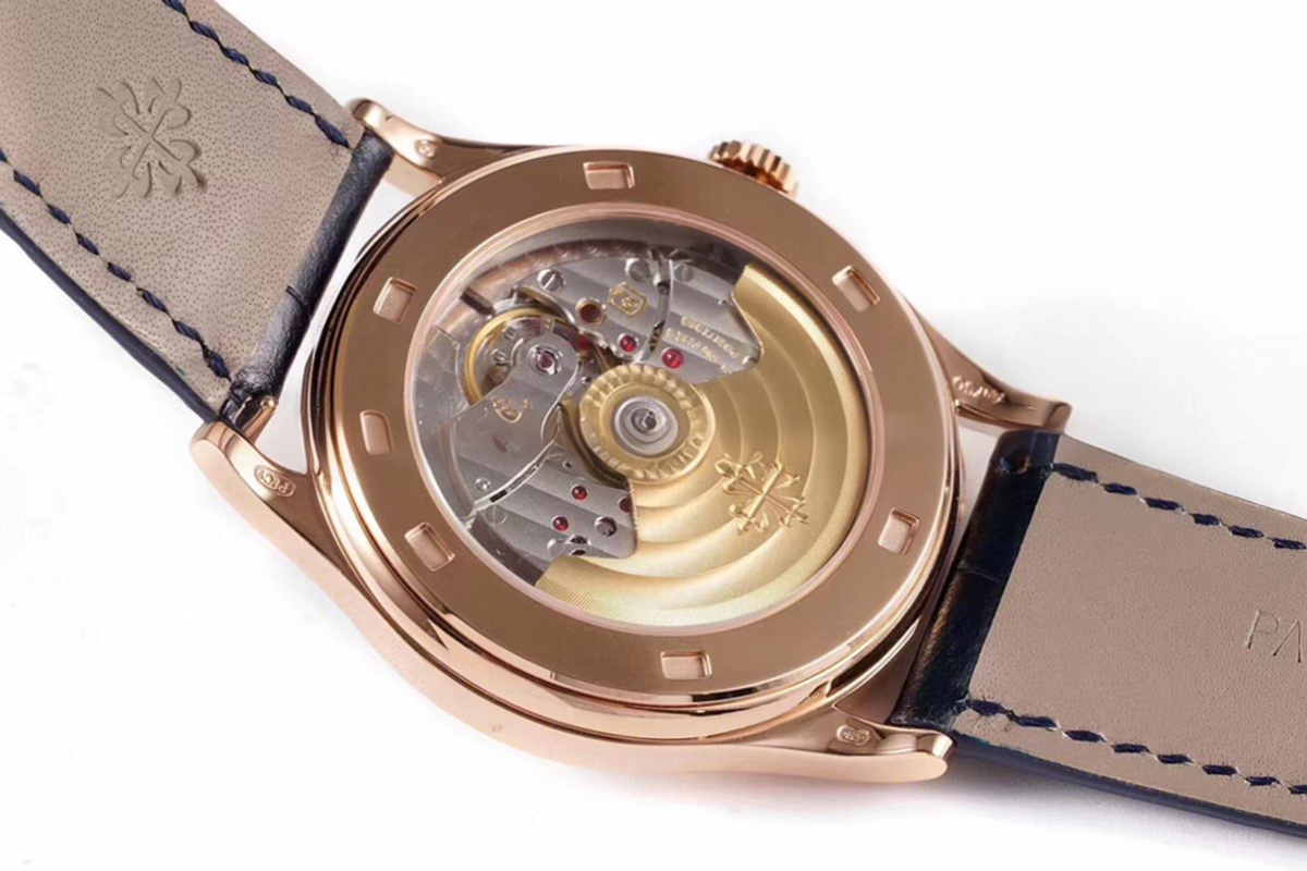 Patek Philippe Calatrava 5296R-010 White Dial in Pink Gold on Blue Leather Strap-fasswatch