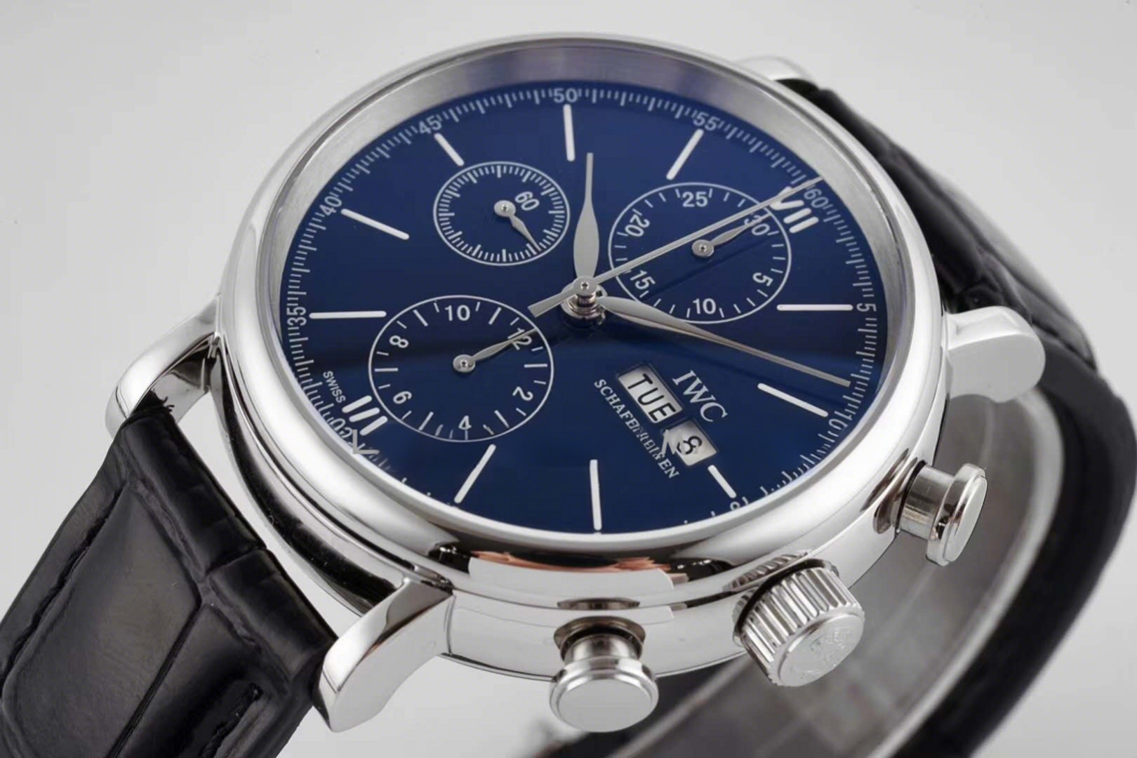 IWC Portofino Chronograph IW390303 Edition “150 Years” Blue Dial in Steel-fasswatch