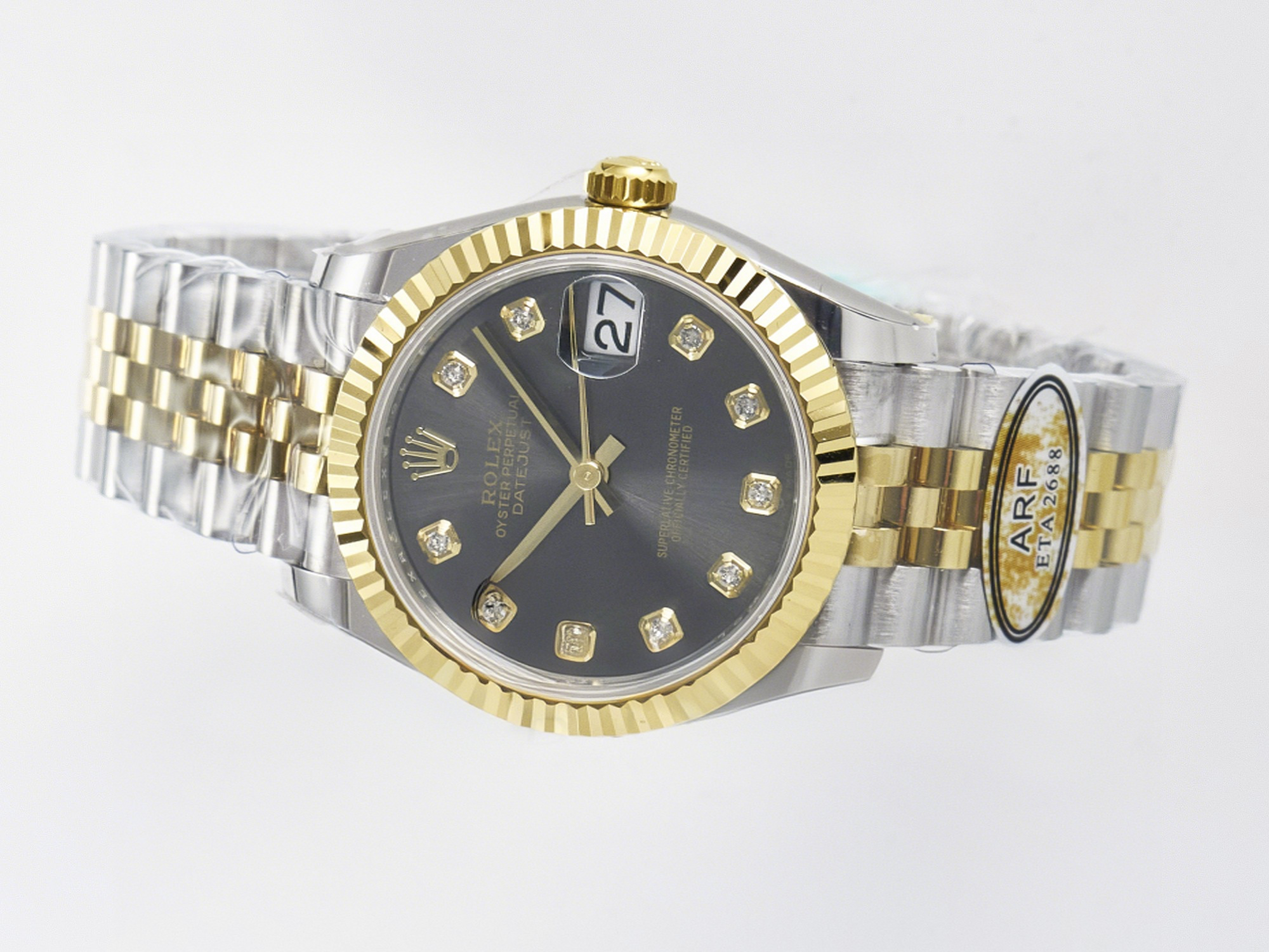 Rolex DateJust 31 278273 ARF 1:1 Best Edition 904L Steel Gray Diamonds Dial on SS/YG Jubilee Bracelet ETA 2688-fasswatch