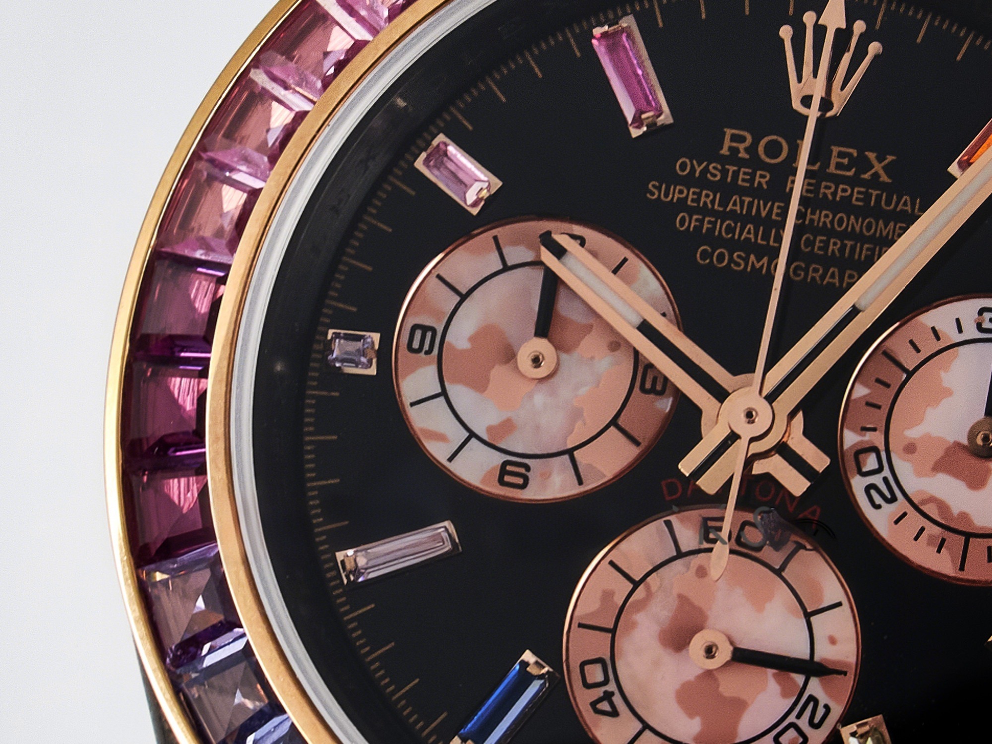 Rolex Daytona DIW Carbon Case DIWF Edition Black Dial Rainbow Diamonds Bezel on Brown Nylon Strap A7750-fasswatch