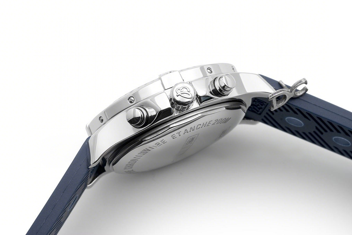 Breitling Colt Chronograph 44mm Blue Dial in Steel on Blue Rubber Strap-fasswatch