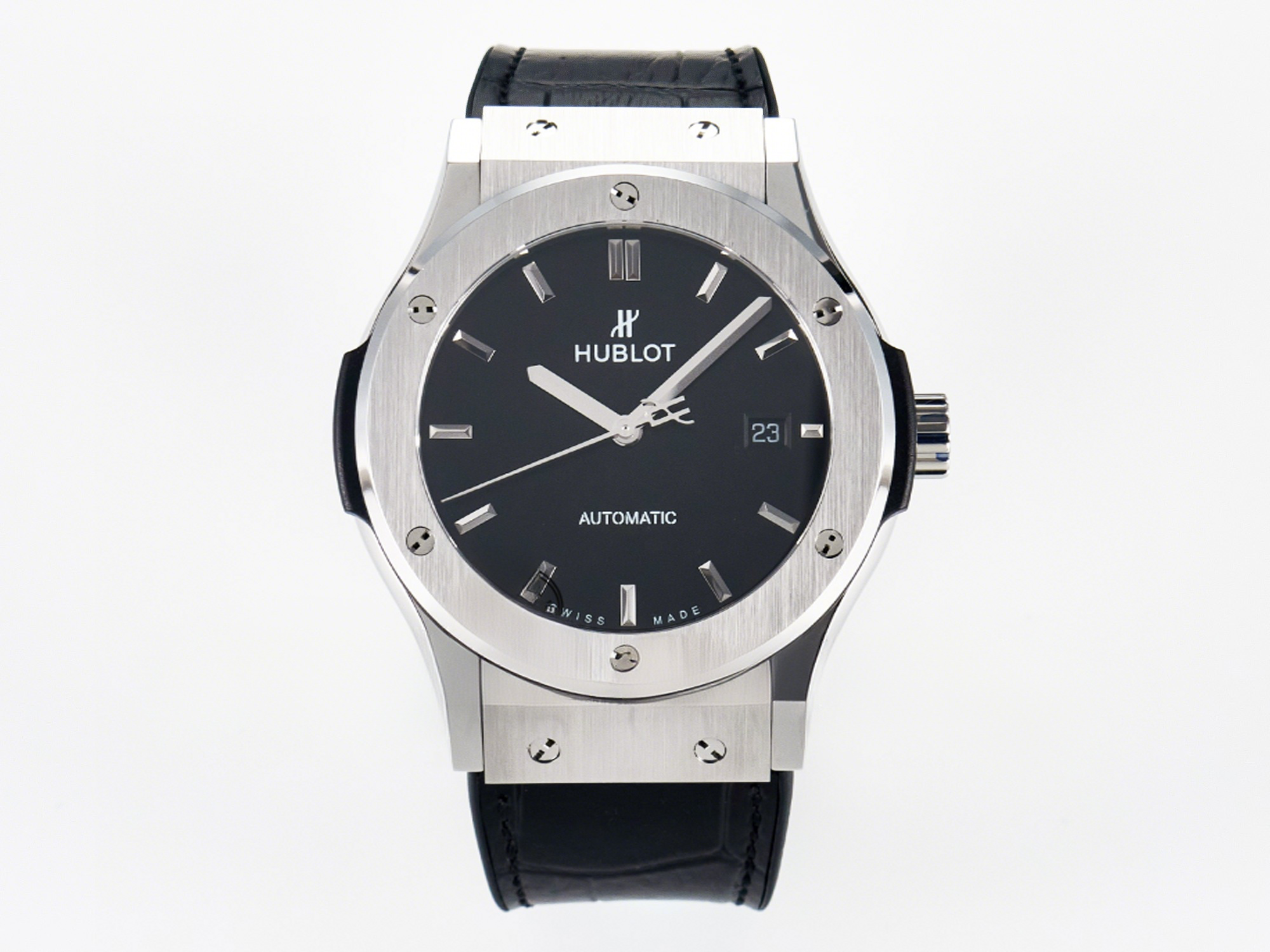 Hublot Classic Fusion Bang 42mm HBF 1:1 Best Edition Black Dial on Black Leather Strap A2892-fasswatch