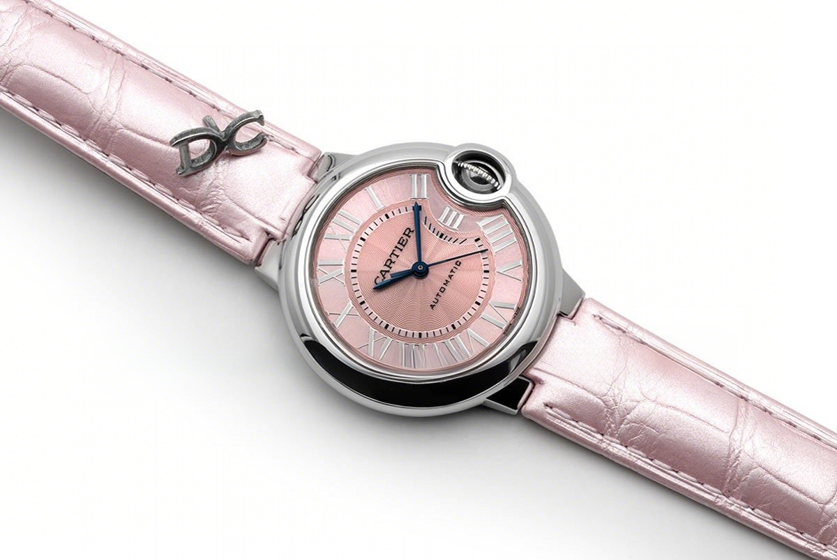 Cartier Ballon Bleu de Cartier 33mm Pink Dial in Steel on Pink Leather Strap-fasswatch