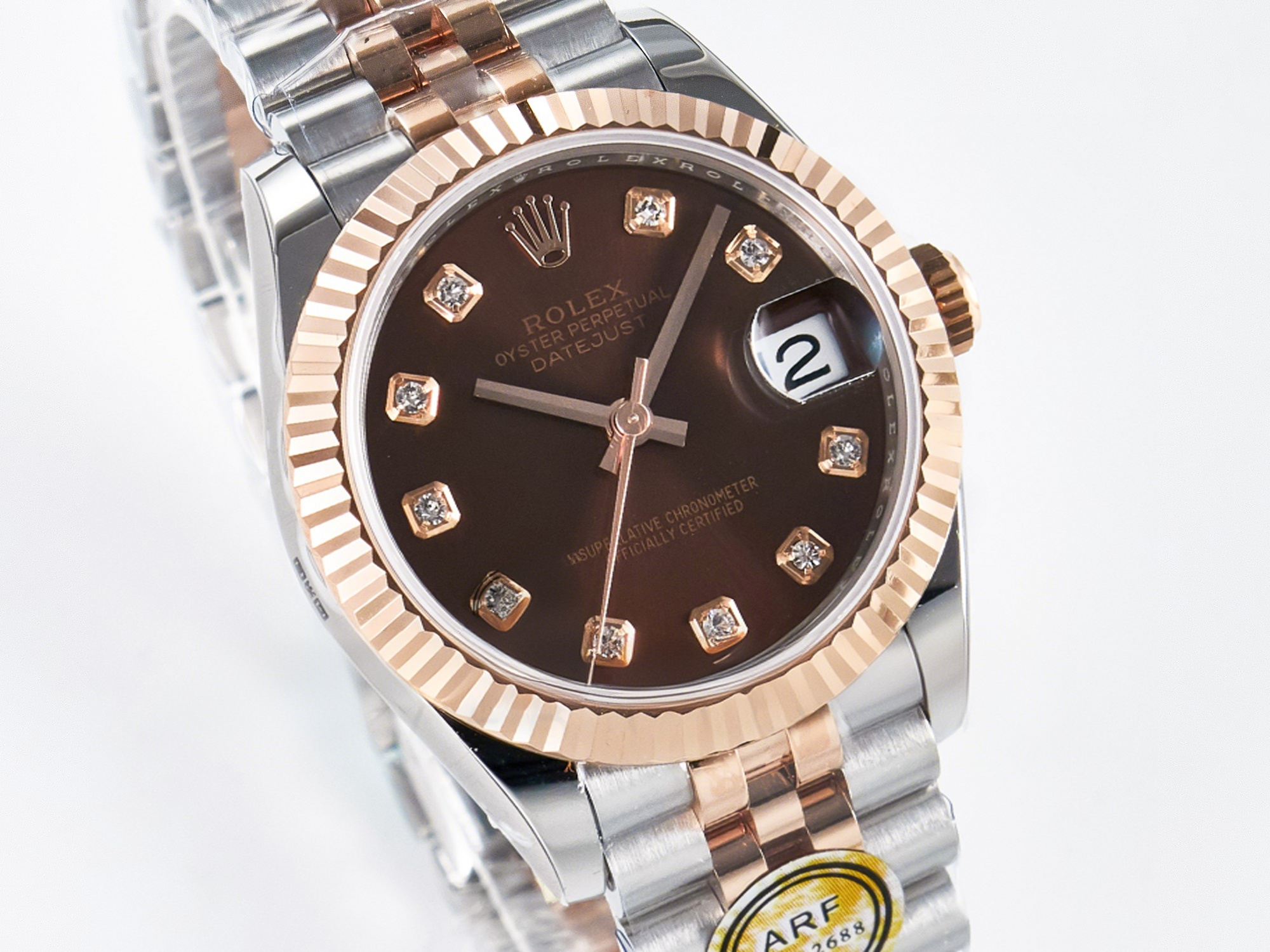 Rolex DateJust 31 278271 ARF 1:1 Best Edition 904L Steel Brown Diamonds Dial on SS/RG Jubilee Bracelet ETA 2688-fasswatch