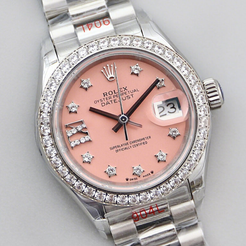 Rolex Datejust 28 279384RBR Pink Dial Diamond Markers in Steel-fasswatch