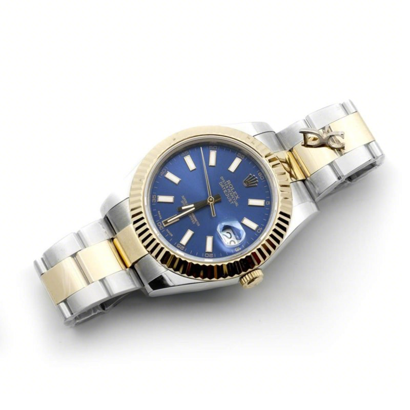 Rolex Datejust II 116233 Blue Dial in Yellow Gold/Steel with Stick Markers-fasswatch