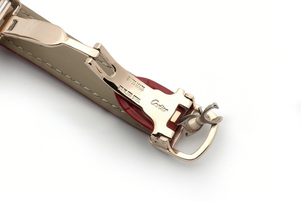 Ballon Bleu de Cartier 28mm White Dial in Gold with Diamonds on Red Leather Strap-fasswatch