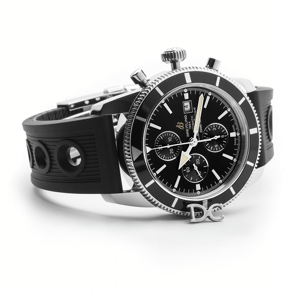Breitling Superocean Heritage II Chronograph 46 Black Dial in Steel on Rubber Strap-fasswatch