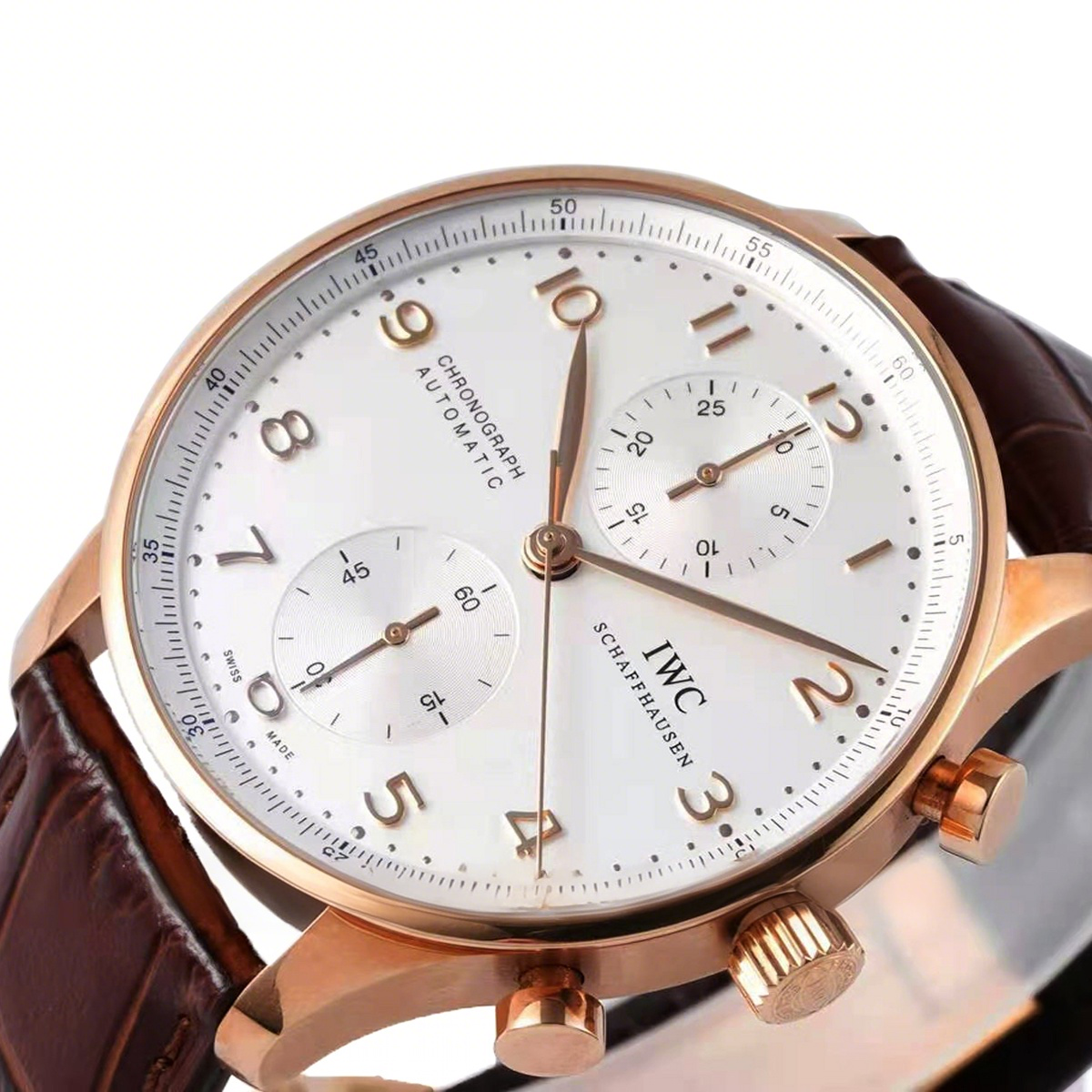 IWC Portugieser Chronograph IW371611 White Dial in Rose Gold-fasswatch