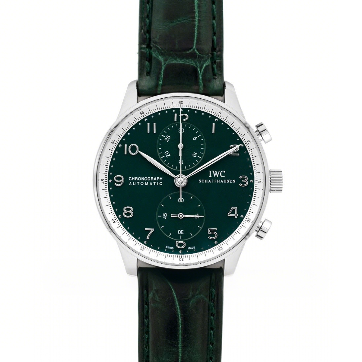 IWC Portugieser Chronograph Edition 150 Years IW3716 Green Dial in Steel-fasswatch
