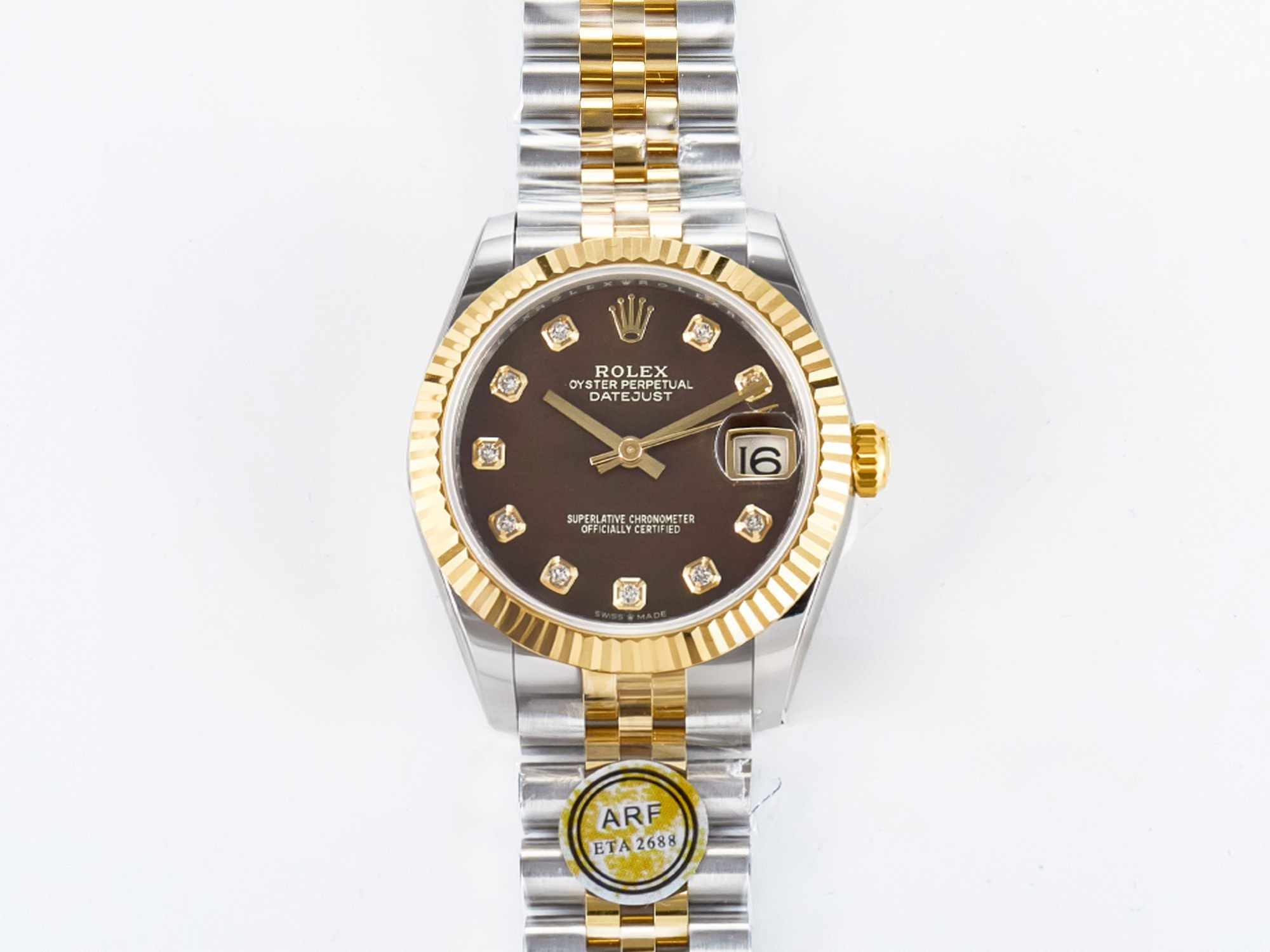 Rolex DateJust 31 278273 ARF 1:1 Best Edition 904L Steel Brown Diamonds Dial on SS/YG Jubilee Bracelet ETA 2688-fasswatch