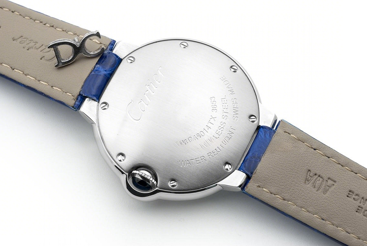 Cartier Ballon Bleu de Cartier 36mm White Dial in Steel on Blue Leather Strap-fasswatch