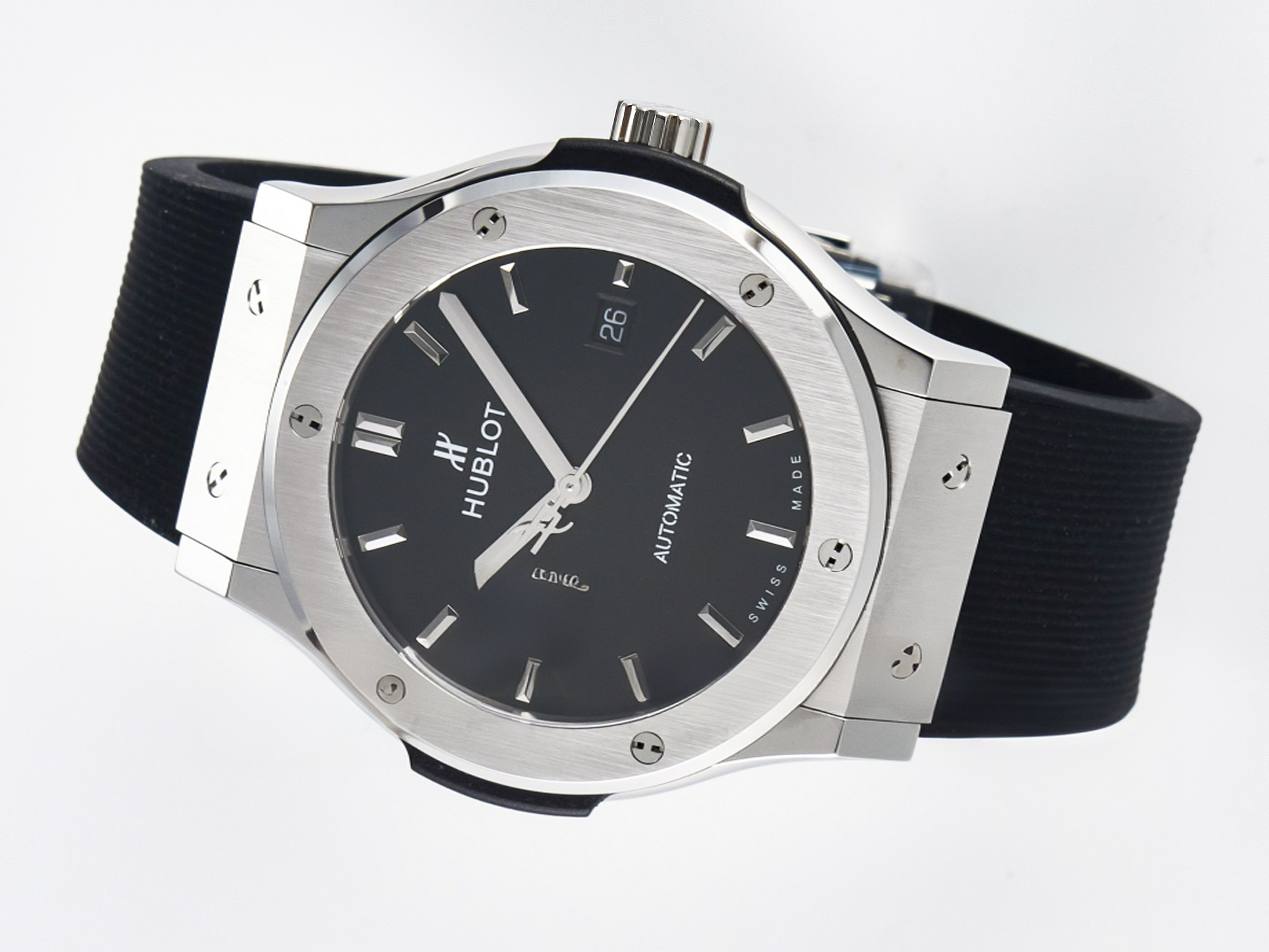 Hublot Classic Fusion Bang 42mm HBF 1:1 Best Edition Black Dial on Black Rubber Strap A2892-fasswatch
