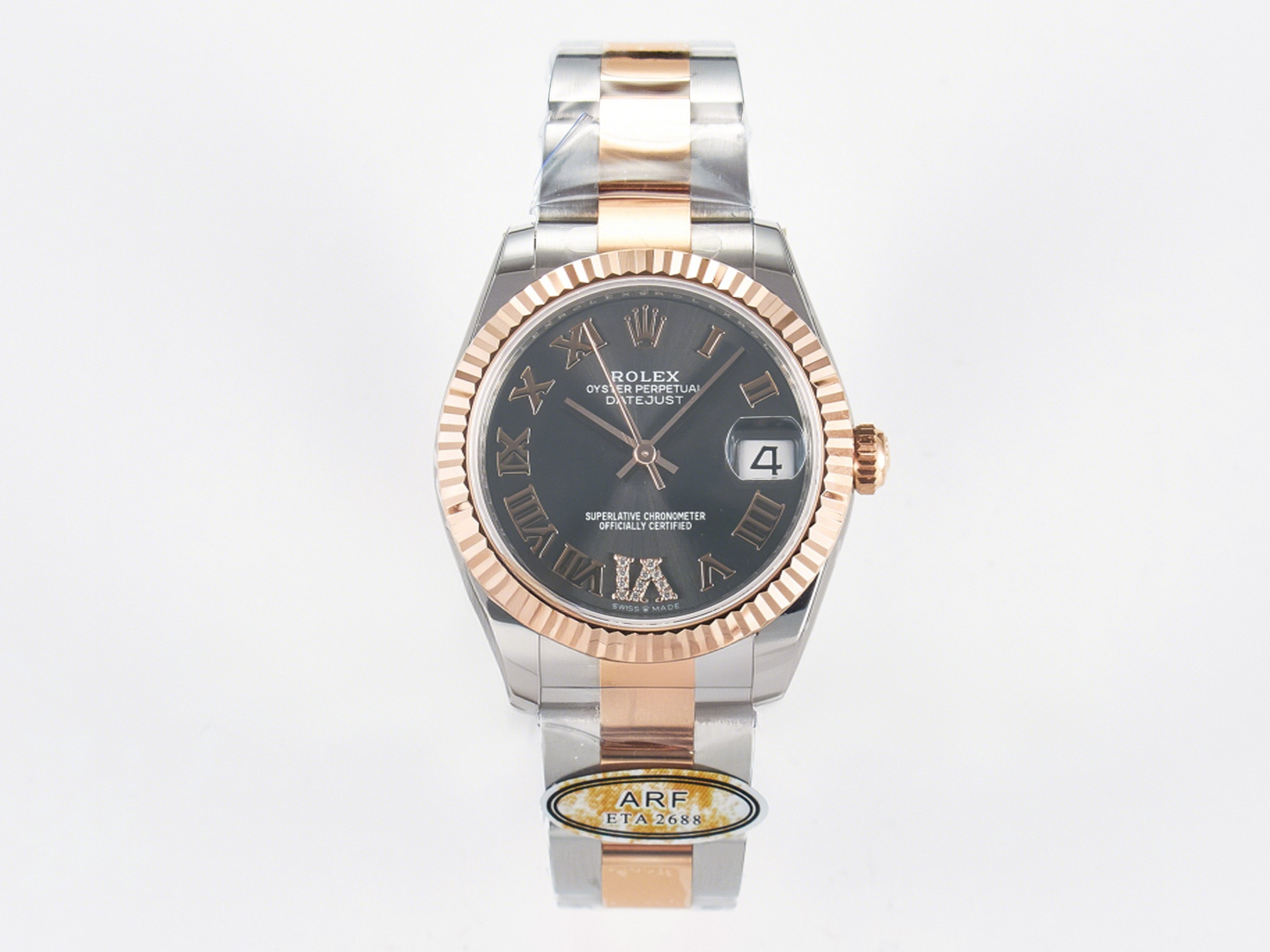 Rolex DateJust 31 278271 ARF 1:1 Best Edition 904L Steel Gray Roman Diamonds Dial on SS/RG Oyster Bracelet ETA 2688-fasswatch