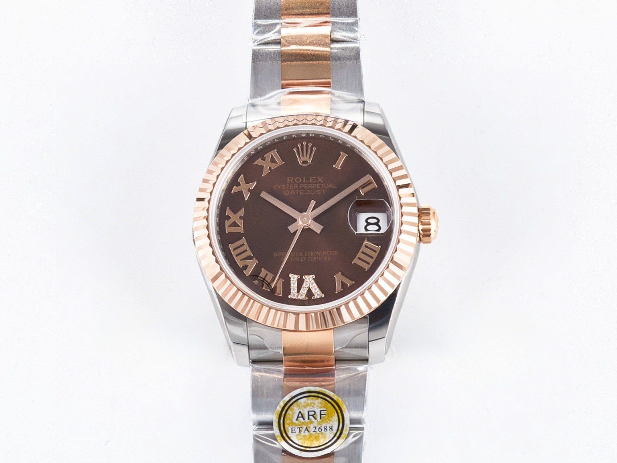 Rolex DateJust 31 278271 ARF 1:1 Best Edition 904L Steel Brown Roman Diamonds Dial on SS/RG Oyster Bracelet ETA 2688-fasswatch