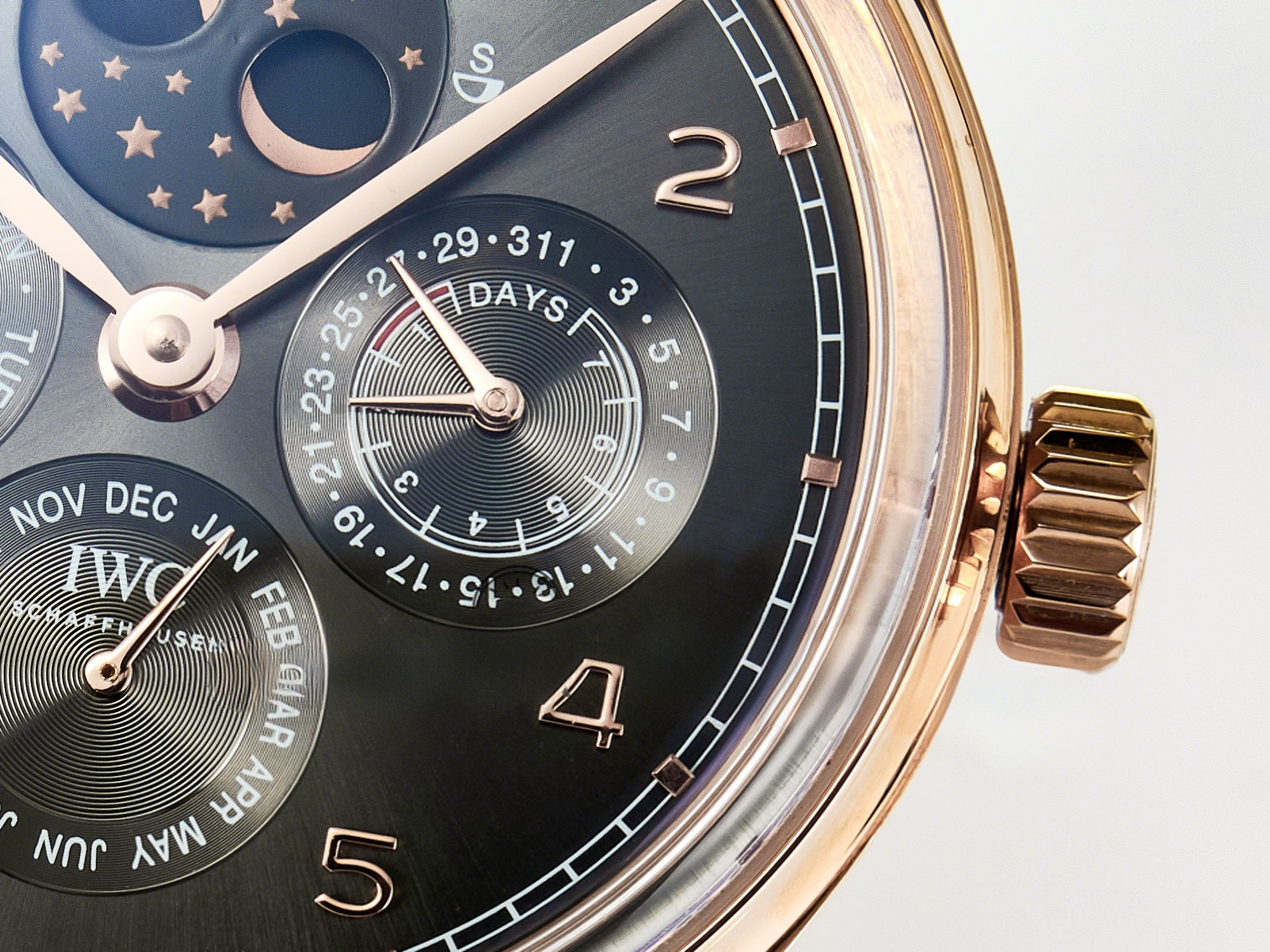 IWC IW5034 Portugieser Perpetual Calendar RG V9F 1:1 Best Edition Black Dial on Black Leather Strap A52610-fasswatch