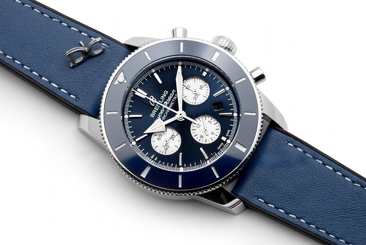 Breitling Superocean Heritage II B01 Chronograph in Blue Dial on Steel on Blue Leather Strap-fasswatch